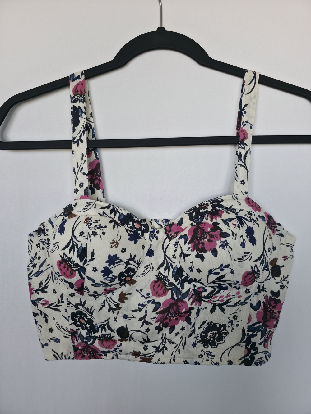 B.O.G. Collective White Floral Corset Top Cottagecore Coquette Boho Crop Medium